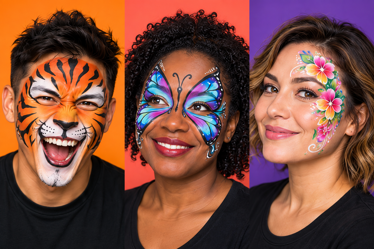 Tiger, butterfly and floral face painting inspiration